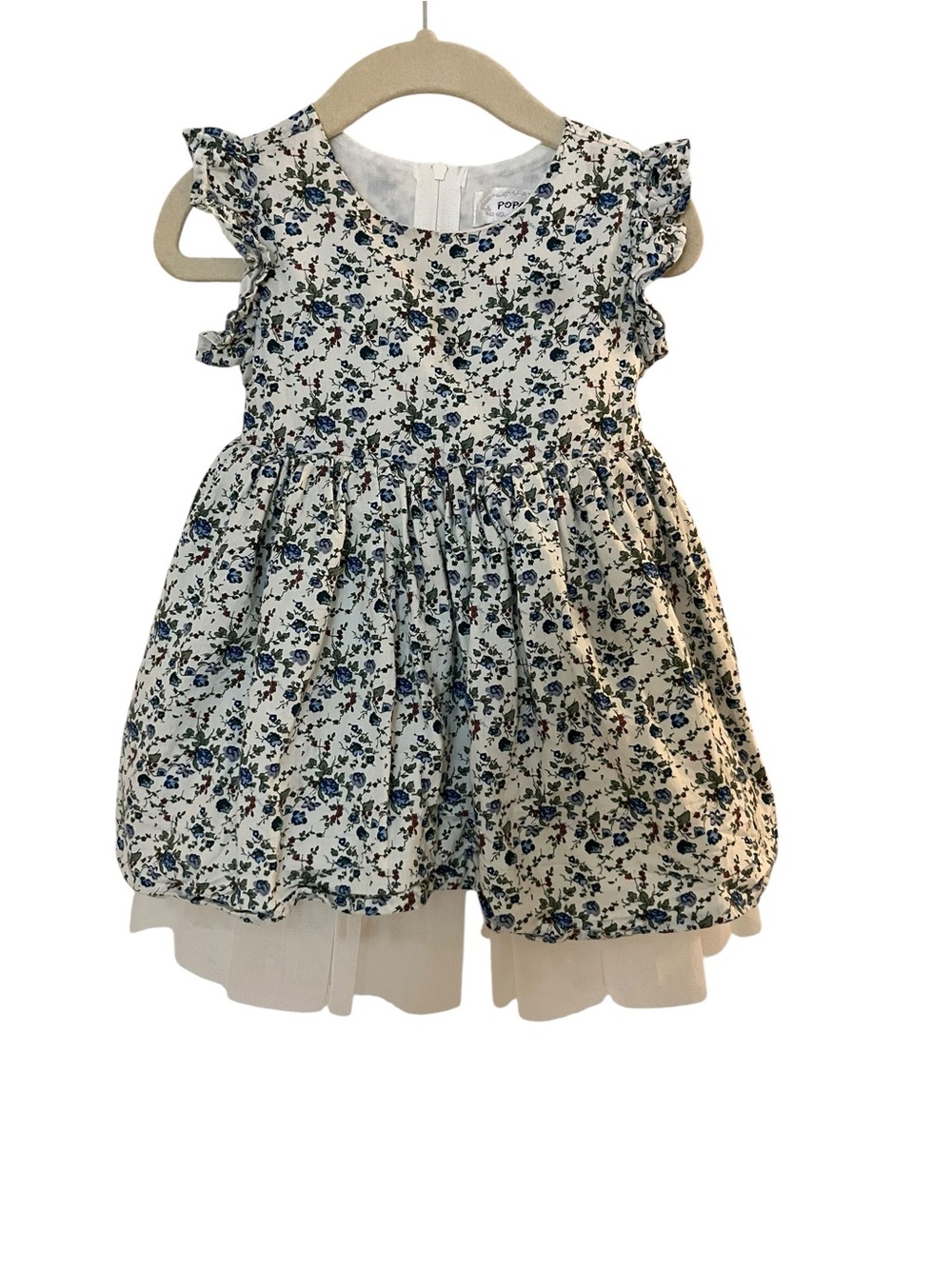 Popatu girls Floral Flutter Dress with Tulle Underskirt|Special Occasion